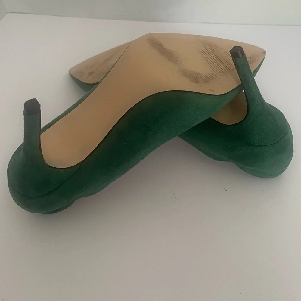 Women’s Pointed Toe Green Suede Pumps